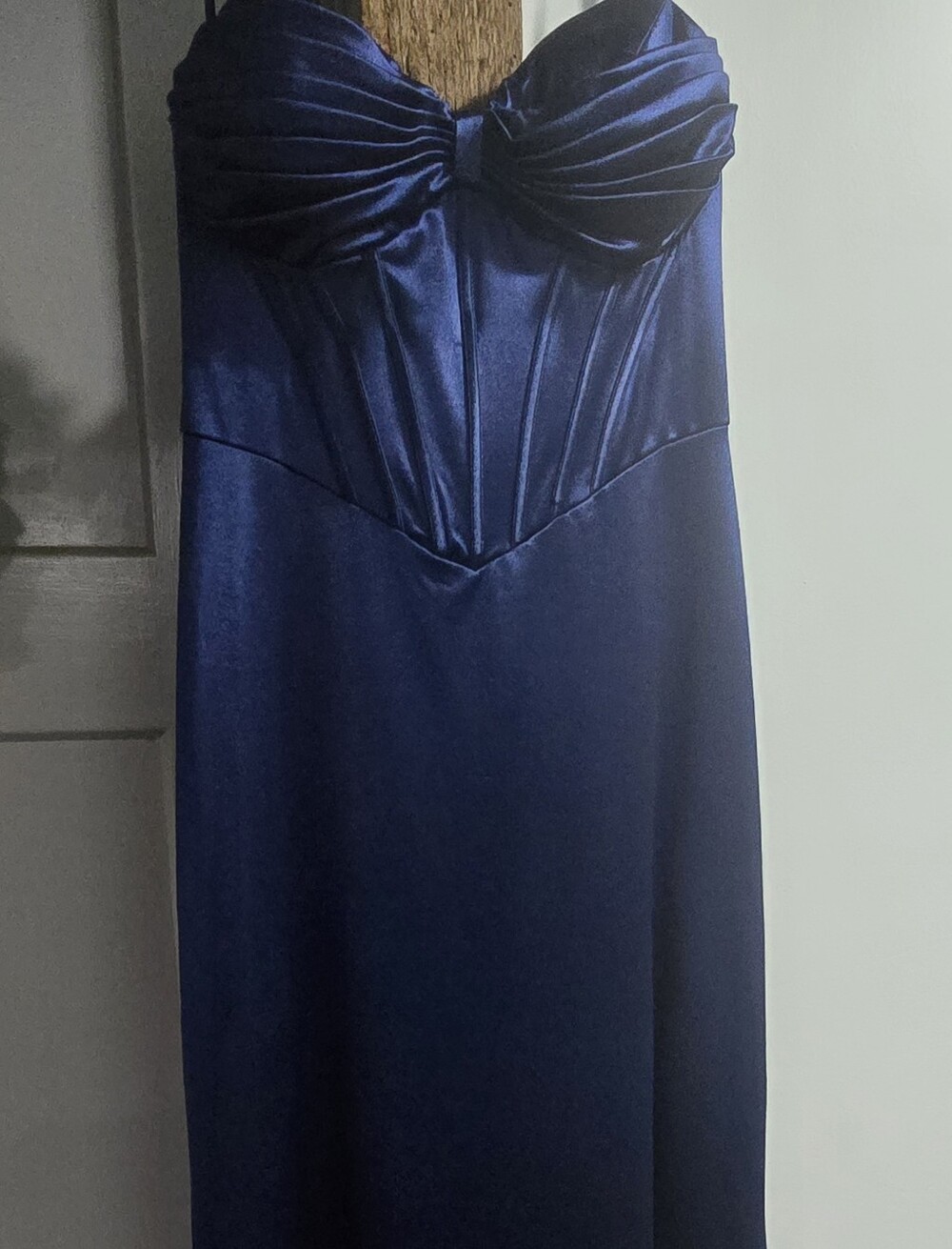 B Darlin Royal Blue Satin Strapless Formal Dress